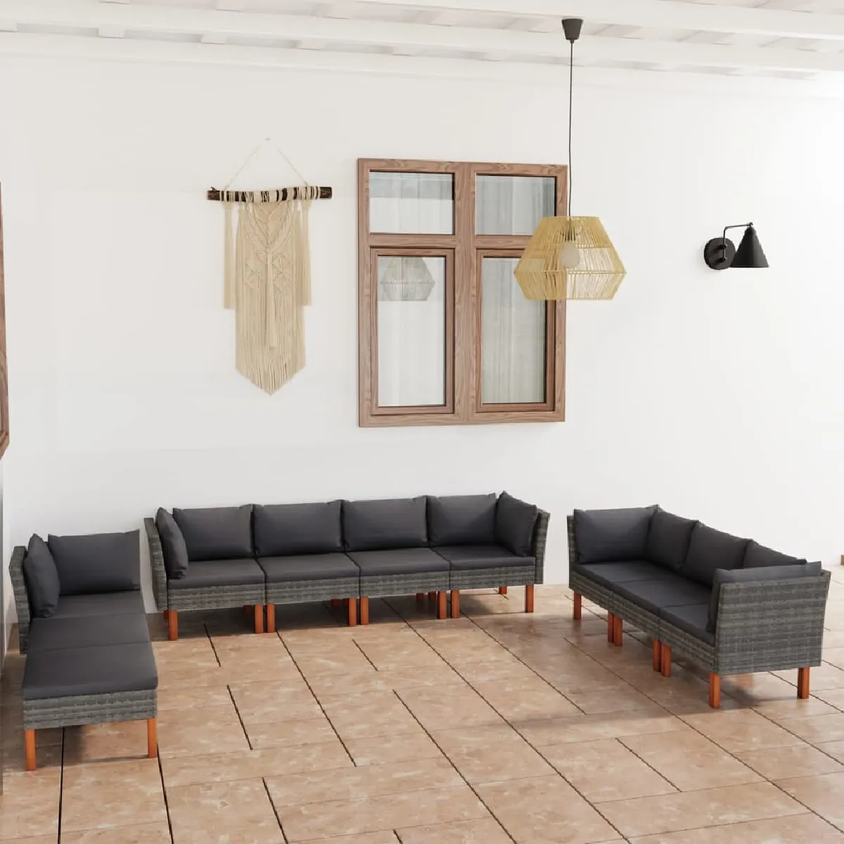 Non Communiqué Gris Salon De Jardin Vidaxl Resine Tressee 5 Pieces 10 Personnes - Image 3