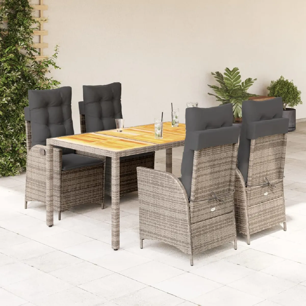 vidaXL Ensemble à manger de jardin 5 pcs avec coussins Résine tressée - vue 2