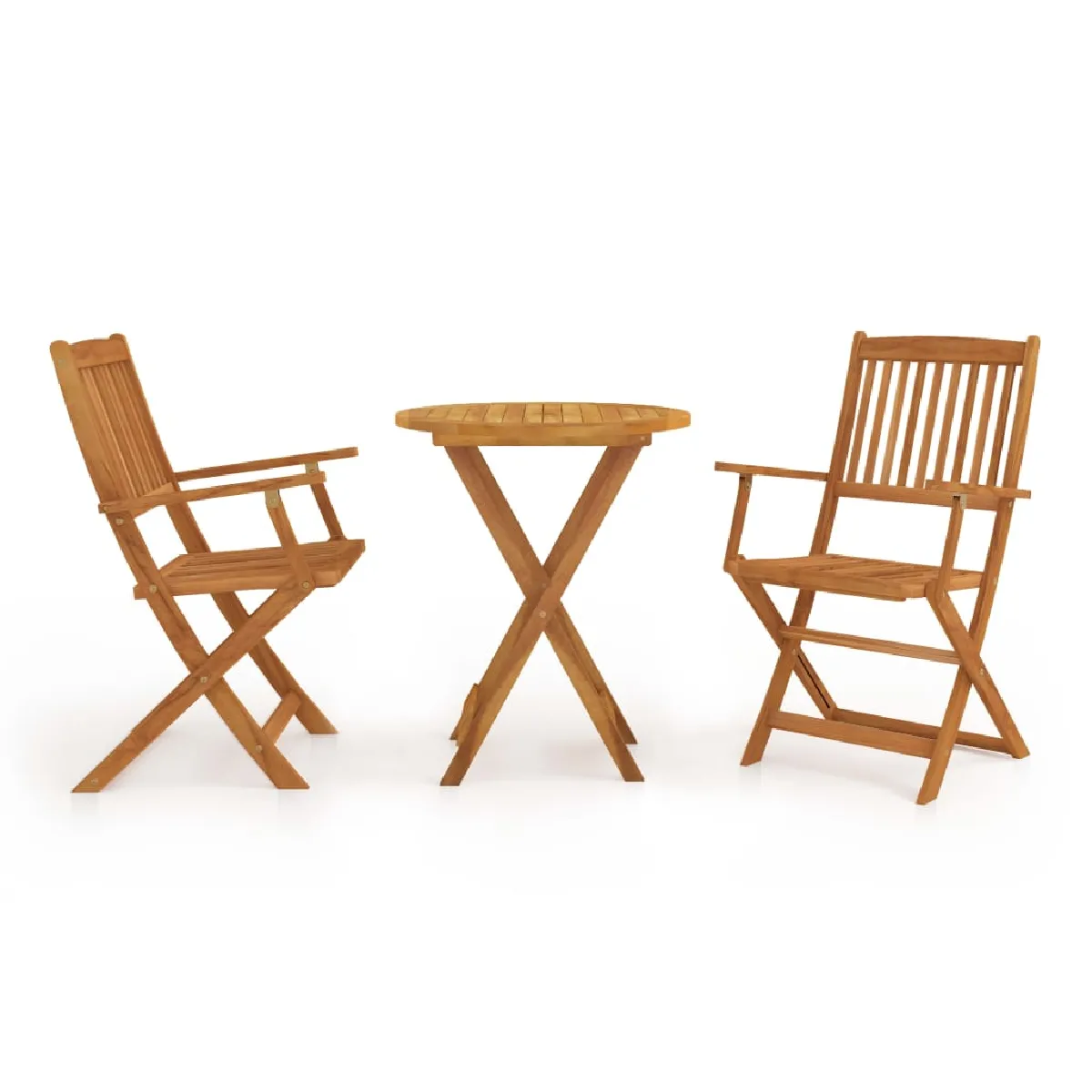 Ensemble de bistro vidaXL 3 pcs Bois d'acacia Résistant aux intempéries Pliable - vue 2