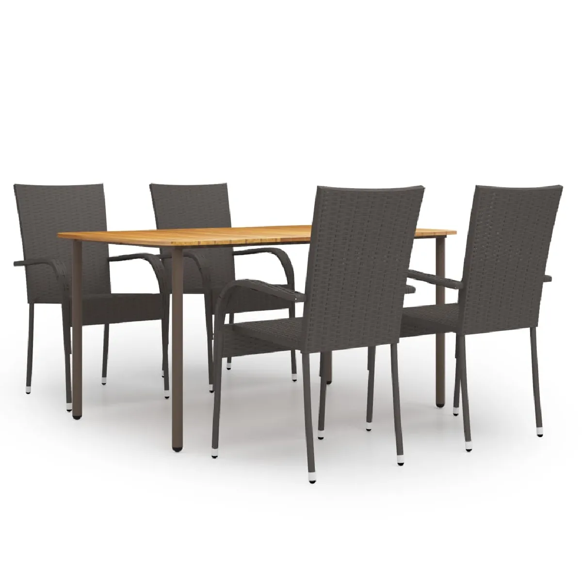 Non Communiqué Marron Ensemble À Manger De Jardin 5 Pcs Résine Tressée - Image 3