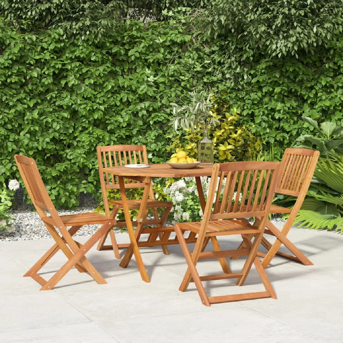 vidaXL Ensemble de Salle à Manger de Jardin 5 pcs Ensembles de Bistrot avec Table Basse et Chaise Pliable Meubles de 3152902 - vue 2