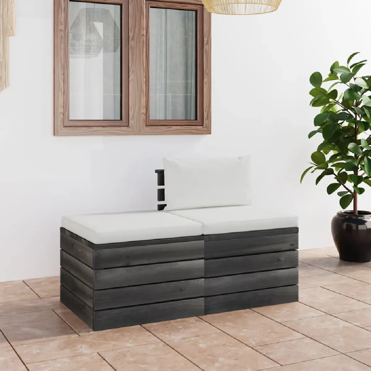 VidaXL Salon Palette 2 pcs Bois de Pin Massif - vue 2