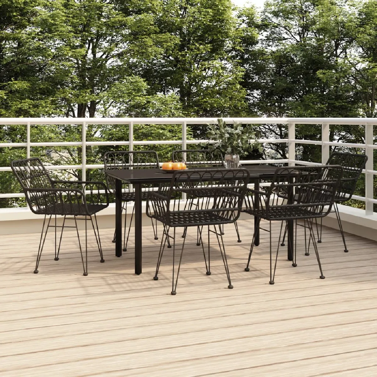 vidaXL Ensemble à manger de jardin 7 pcs - Noir