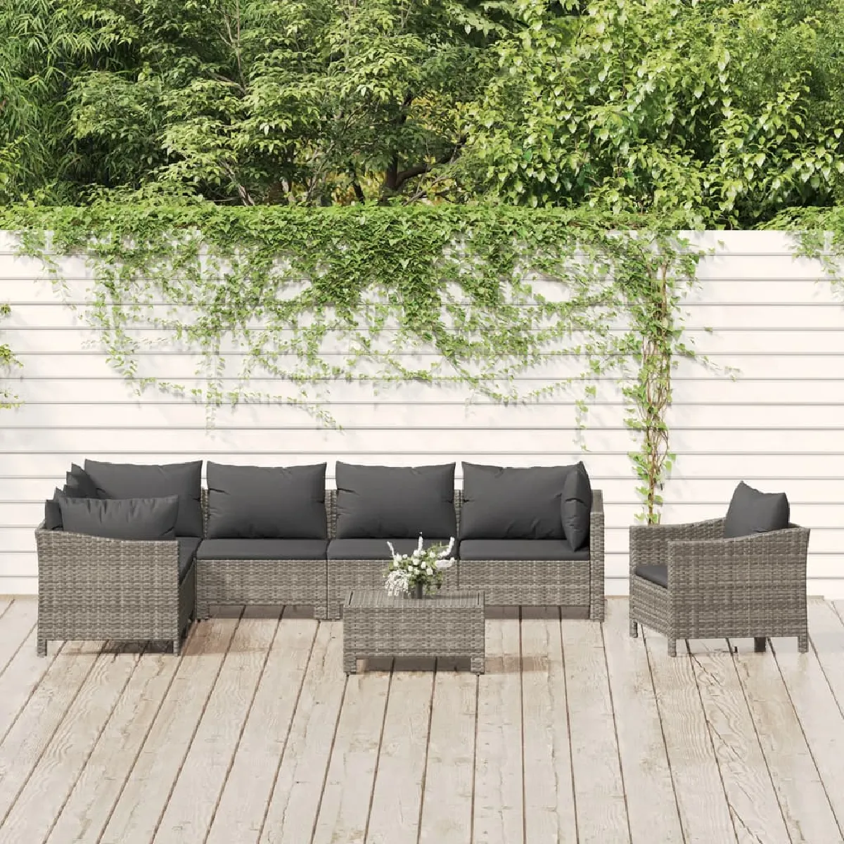Vidaxl Gris Ensemble De Jardin 8 Pièces Avec Coussins