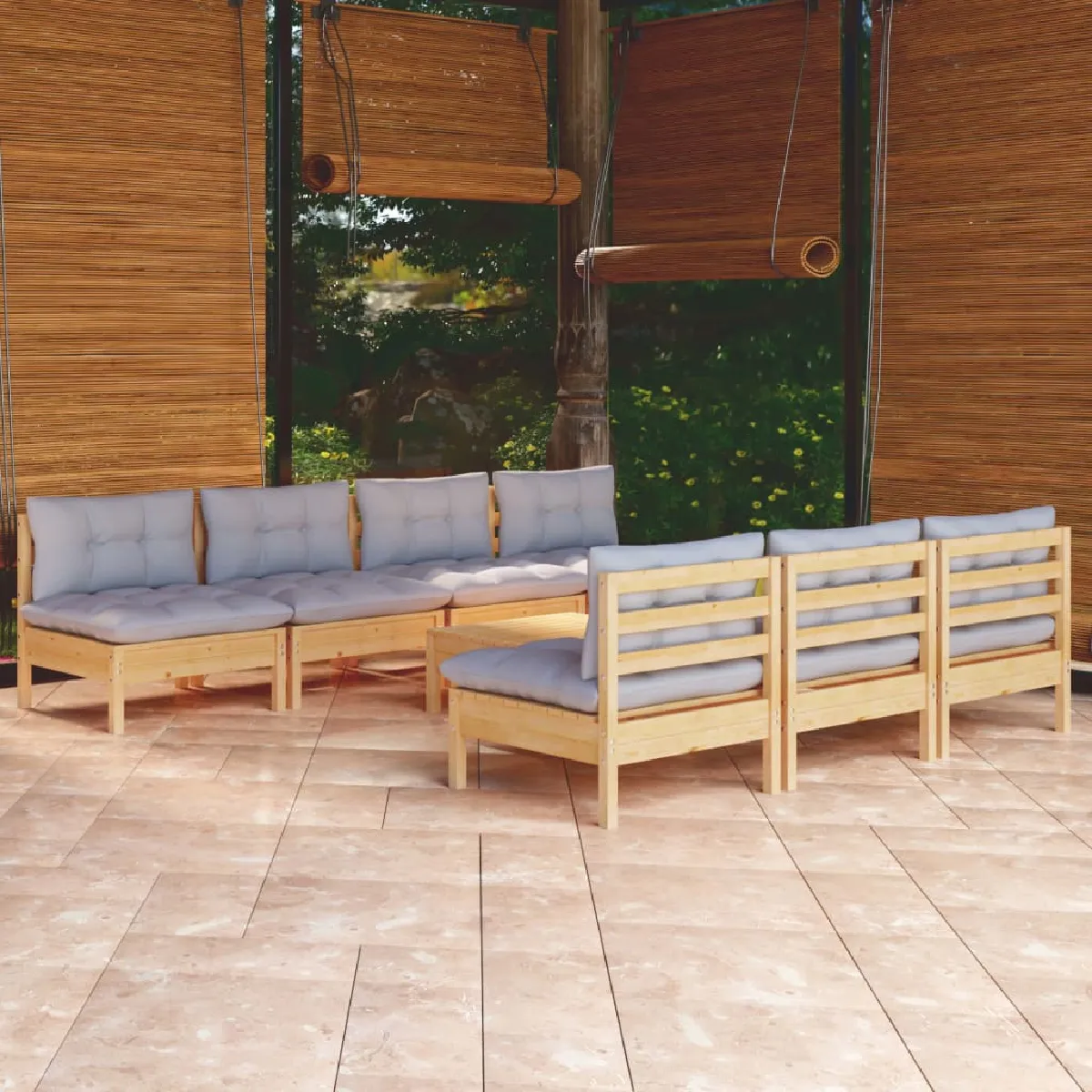 vidaXL Salon de jardin 8 pièces bois de pin - vue 2