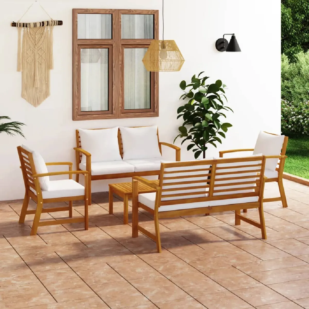 vidaXL Salon de Jardin 5 pcs - Bois d'Acacia