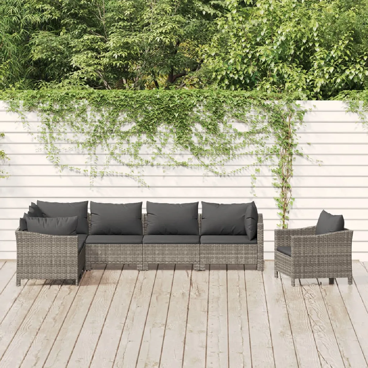 Non Communiqué Gris Salon De Jardin Modulable Vidaxl Rotin 7 Pieces 7 Personnes - Image 3