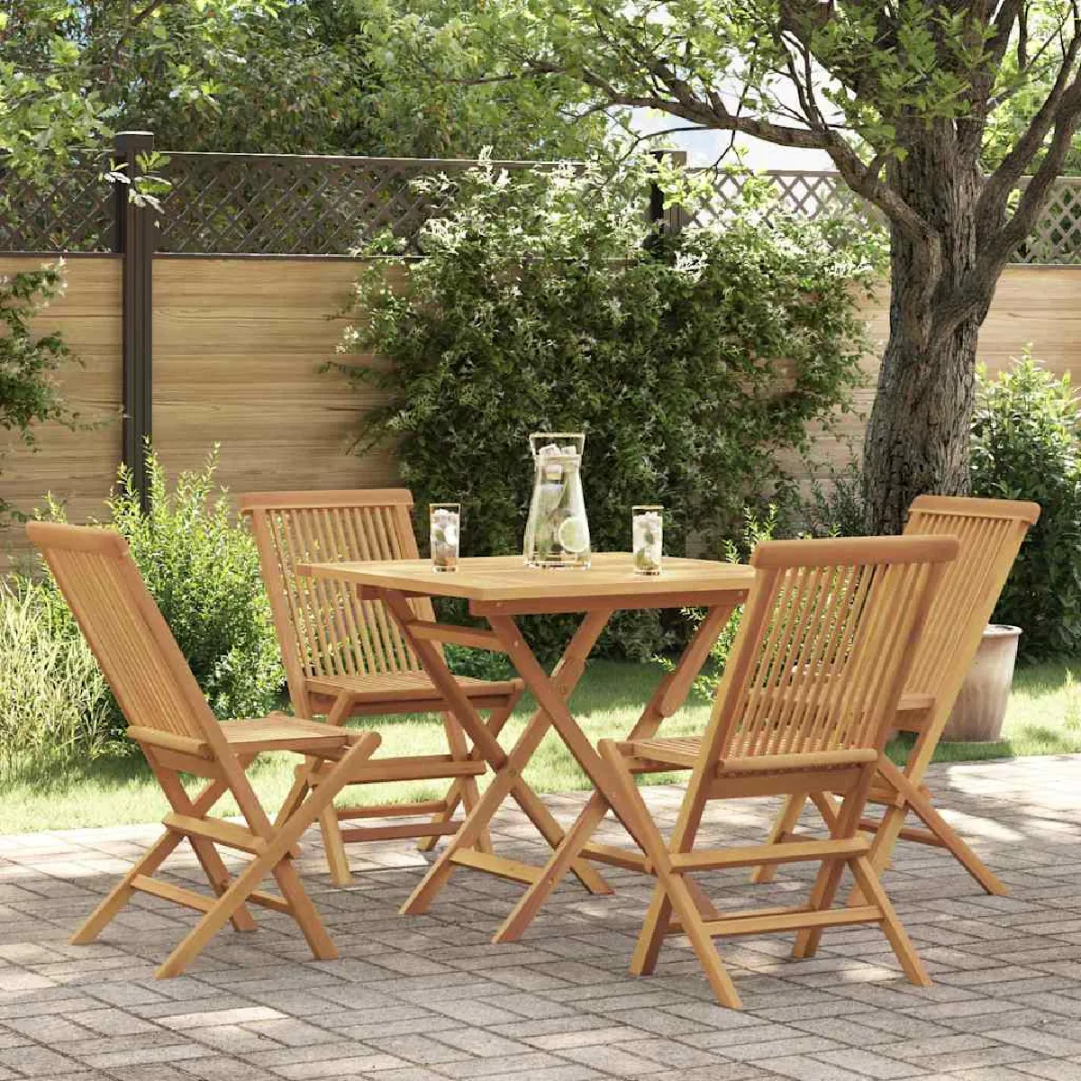 VIDAXL Ensemble à manger de jardin 5 pcs - Teck