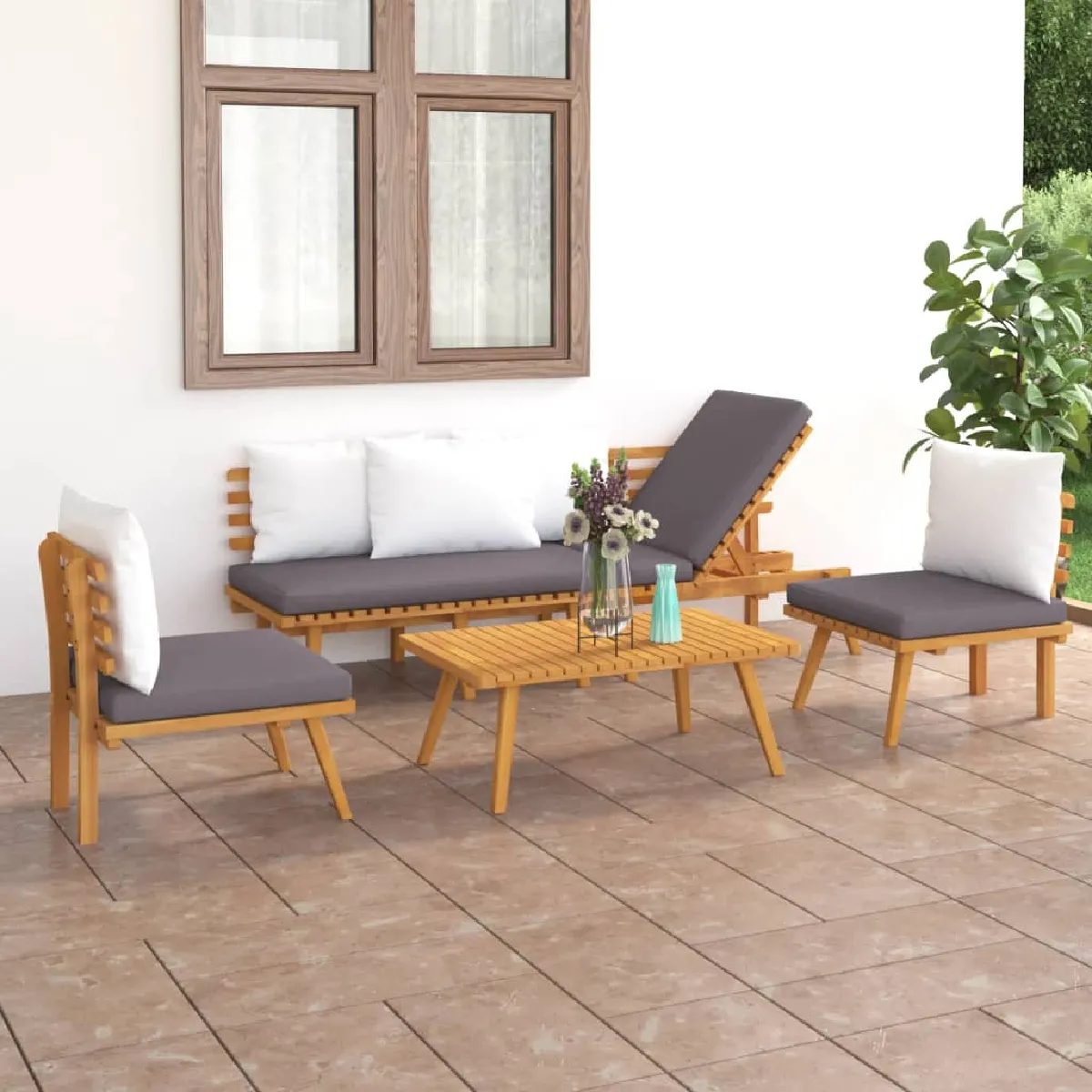 vidaXL Salon de Jardin en Bois d'Acacia