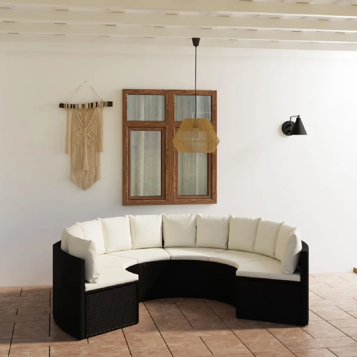 vidaXL Salon de jardin 6 pcs avec coussins Résine tressée ensemble de canapés d'extérieur canapé d'angle de jardin 3308162 - vue 2
