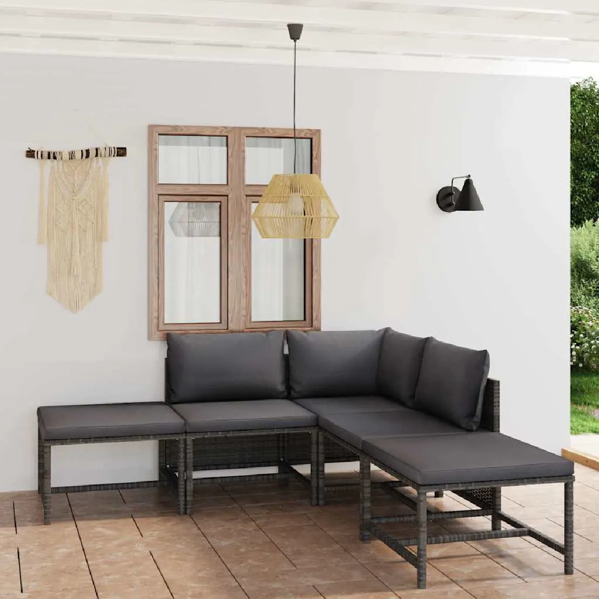 Non Communiqué Gris Salon De Jardin Modulable Vidaxl Polyethylene 6 Pieces 60 X 60 X 60 5 Personnes - Image 3