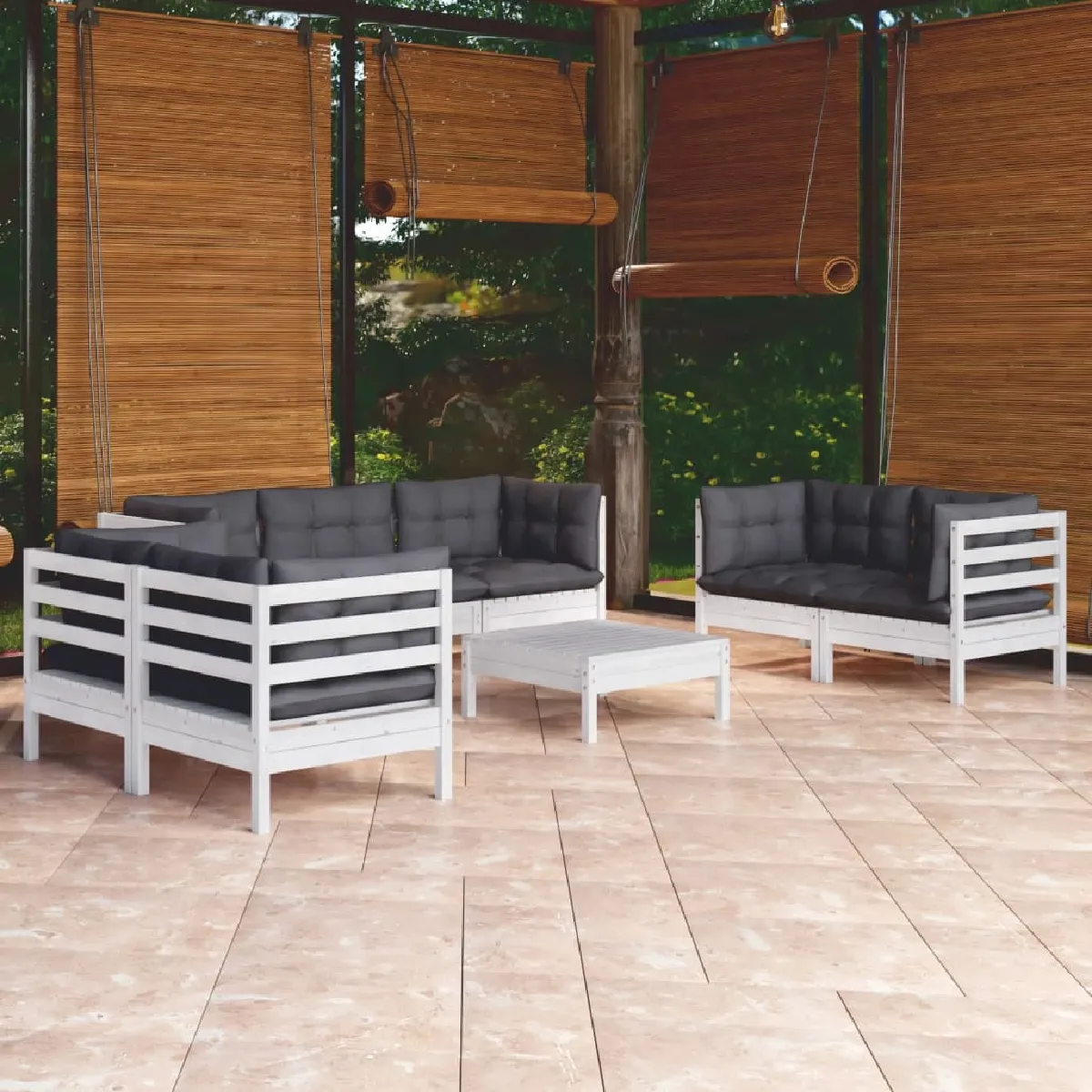 vidaXL Salon de jardin 8 pcs avec coussins Bois de pin massif - vue 3