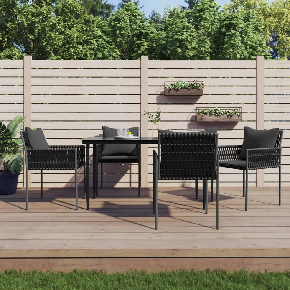 VidaXL Ensemble à manger de jardin 5 pcs Résine tressée acier - vue 2
