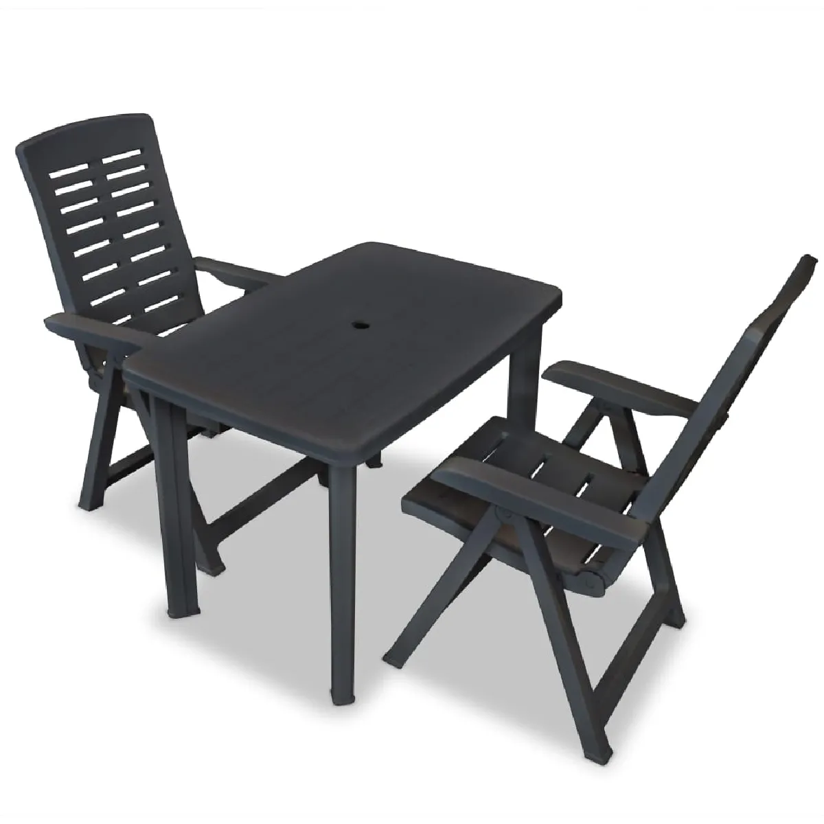 vidaXL Mobilier de Bistro 3 pcs Salon de Jardin Table et Chaises de Salle à Manger Mobilier de Terrasse Patio Extérieur 275083 - vue 2