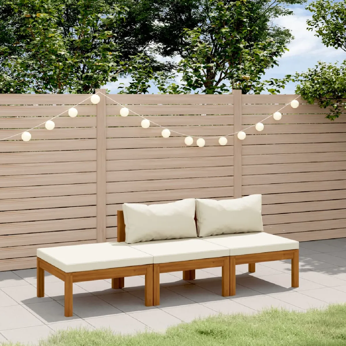vidaXL Salon de jardin 3 pcs bois acacia - vue 2