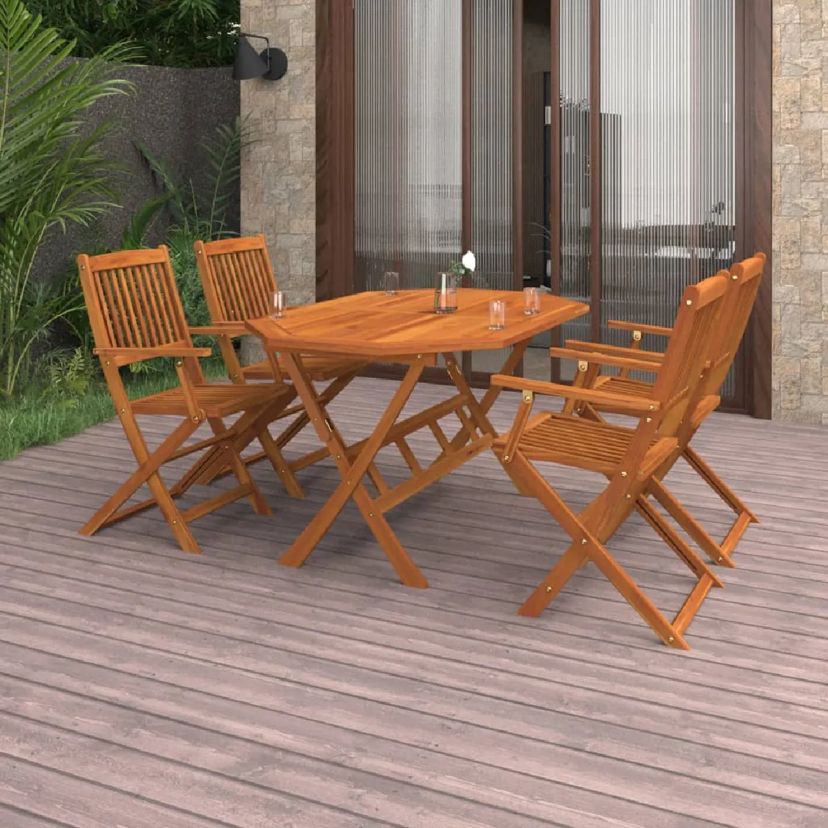 vidaXL Ensemble à manger de jardin 5 pcs Bois d'acacia - vue 2