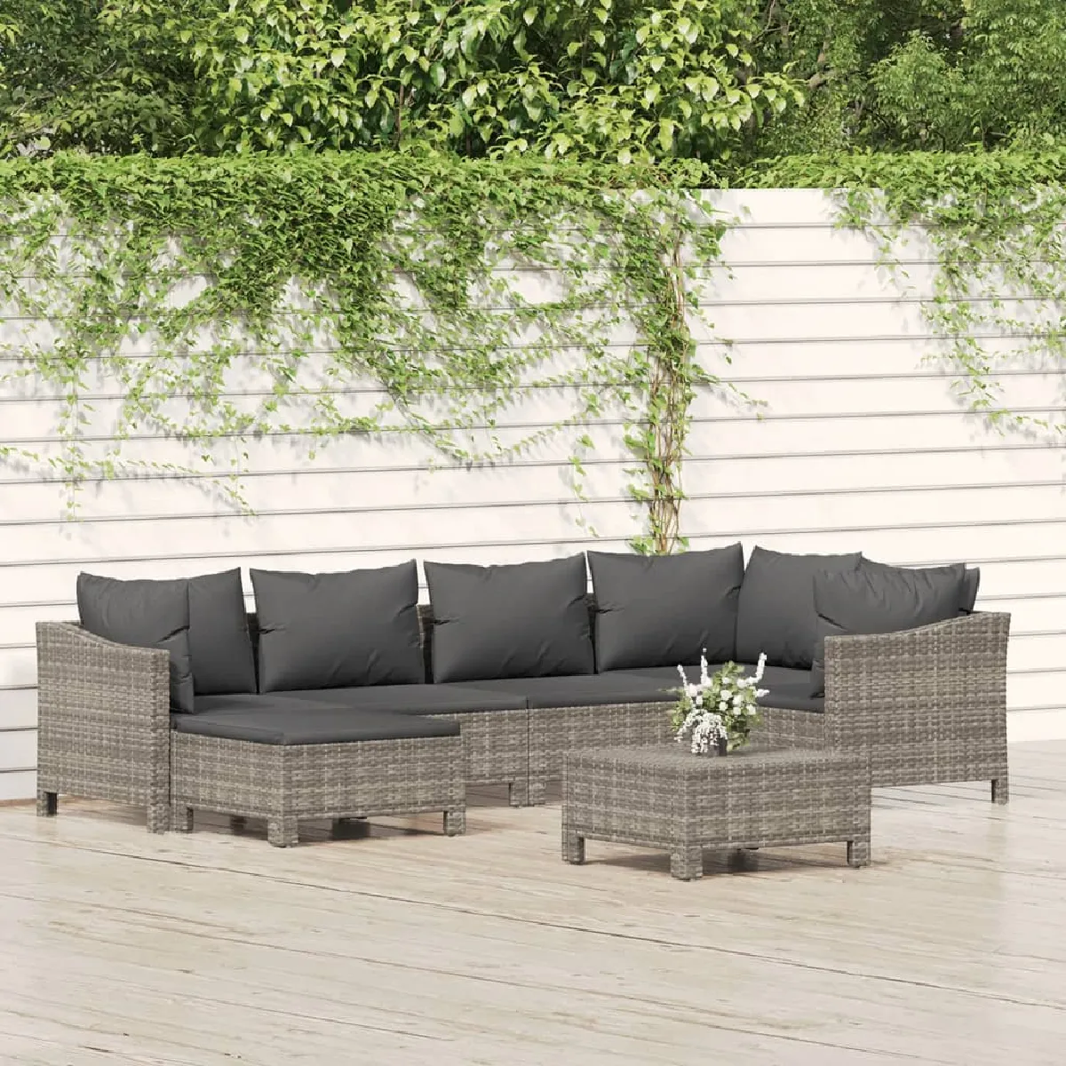vidaXL Salon de jardin 7 pcs - Gris