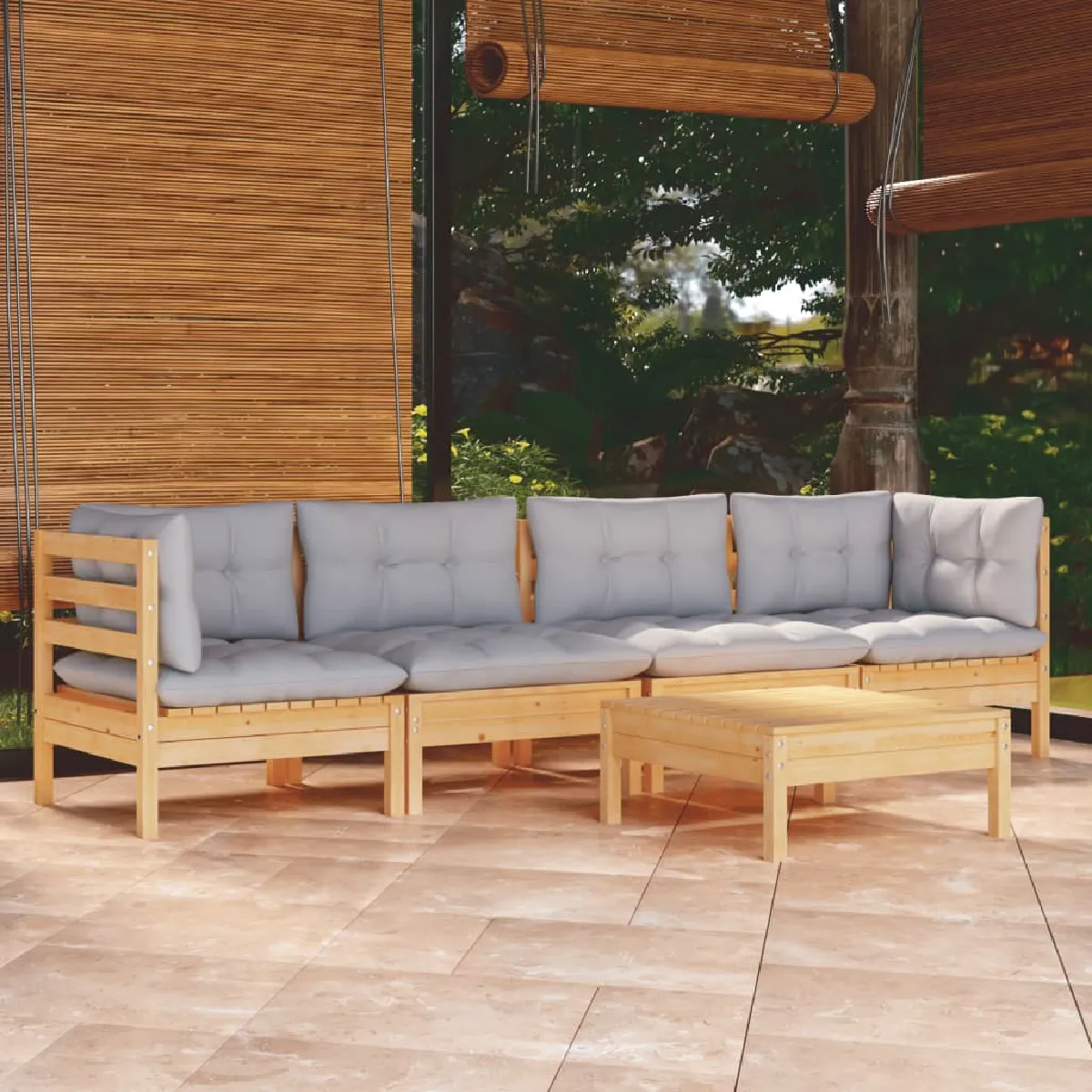 vidaXL Salon de jardin 5 pcs avec coussins