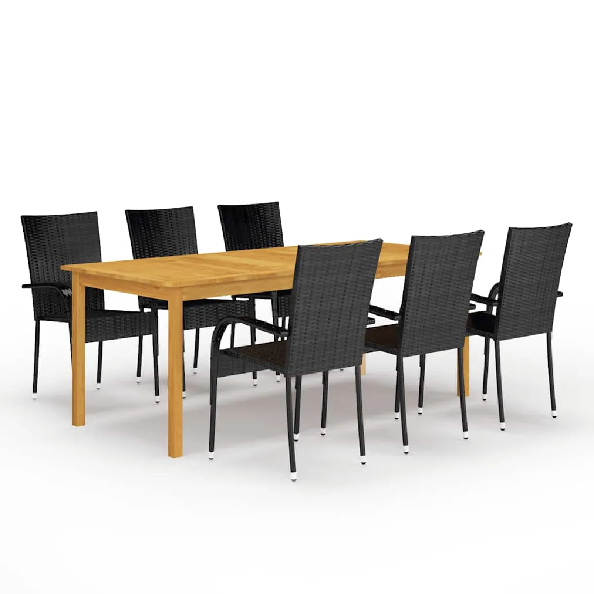 vidaXL Ensemble à manger de jardin 7 pcs - Noir