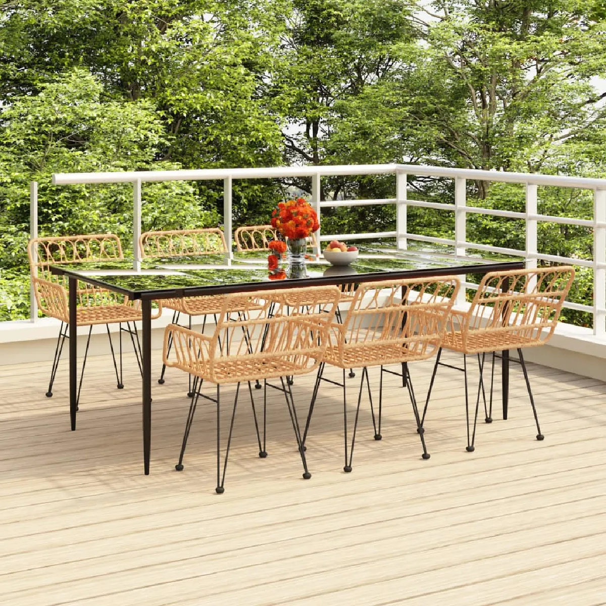 vidaXL Ensemble à manger de jardin 7 pcs résine tressée - vue 7