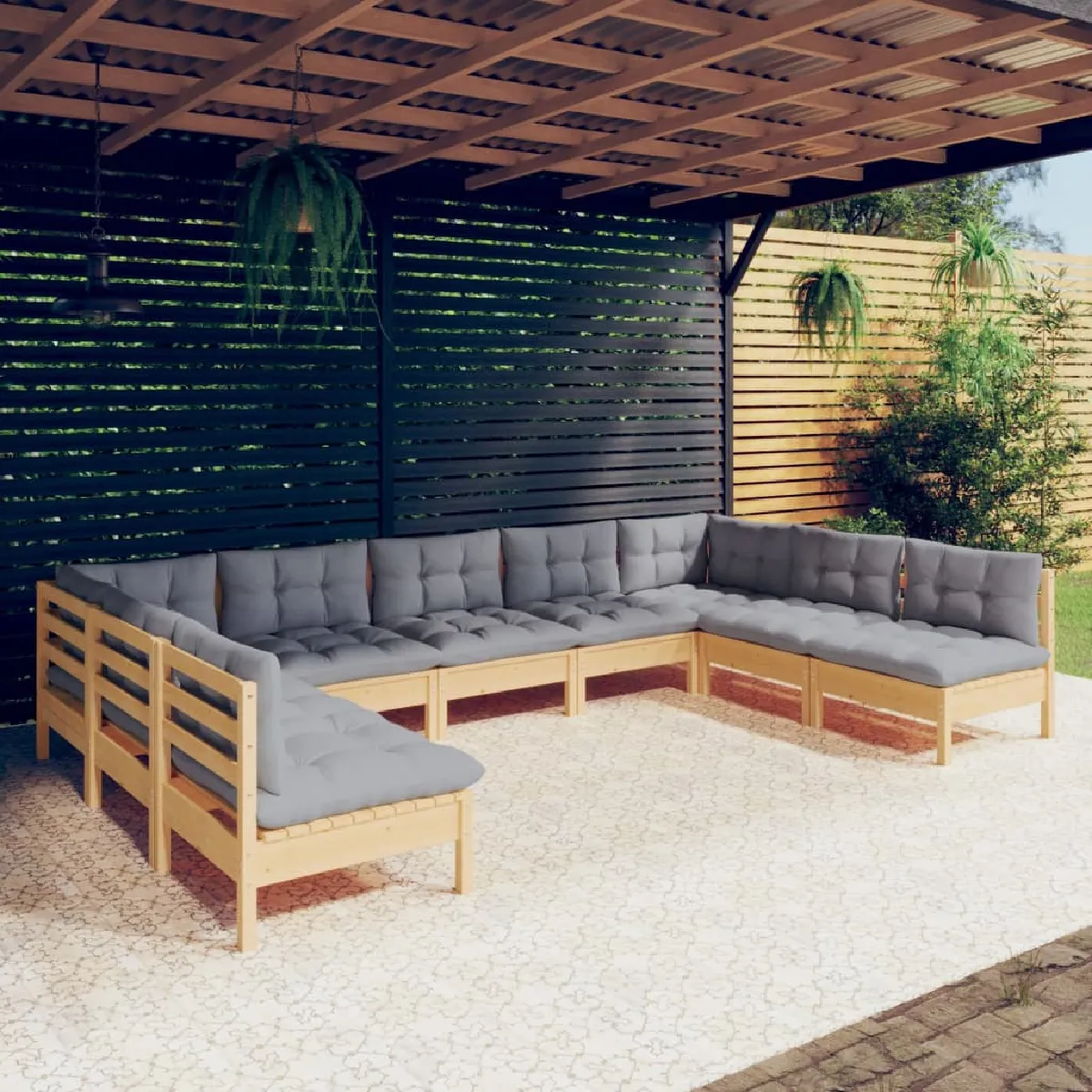 Salon de jardin vidaXL avec coussins bois de pin - vue 6