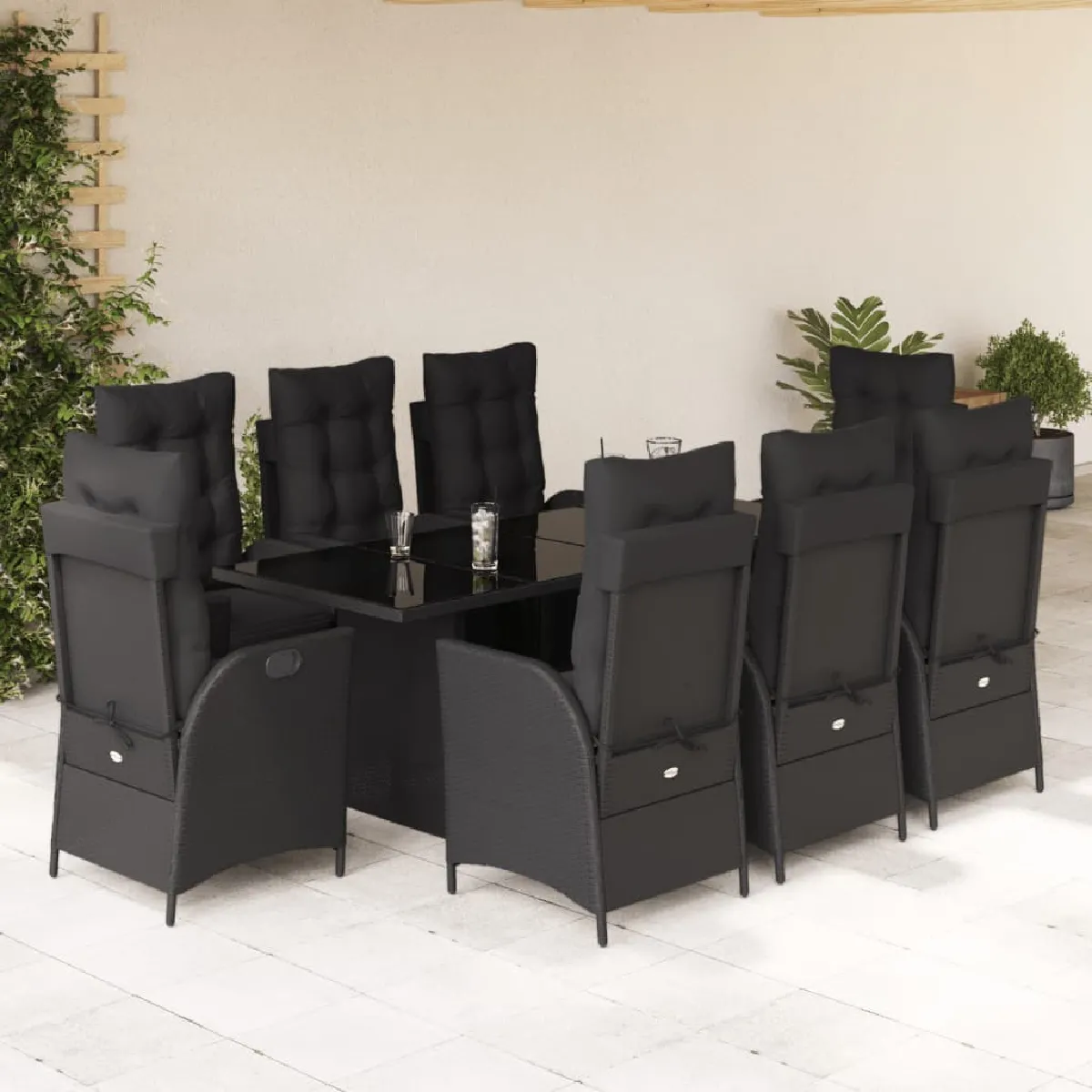 vidaXL Ensemble à manger de jardin 9 pcs Résine tressée - vue 4