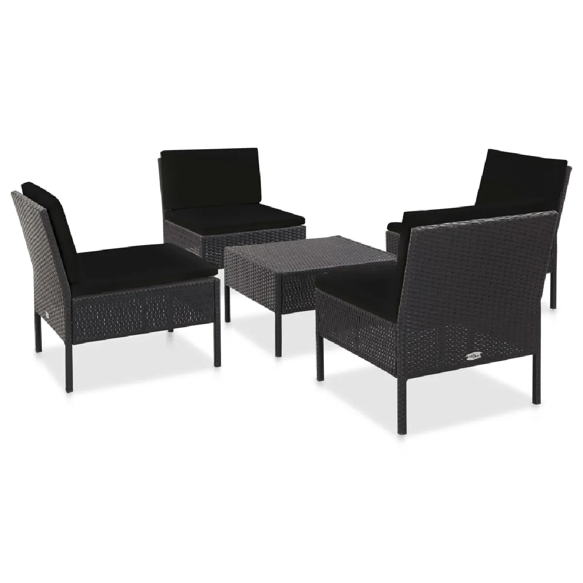 Vidaxl Noir Salon De Jardin Modulable Polyethylene 5 Personnes 5 Pieces - Image 3