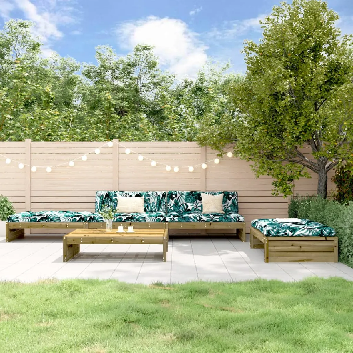 vidaXL Salon de jardin 5 pcs Bois de Pin Imprégné - vue 2