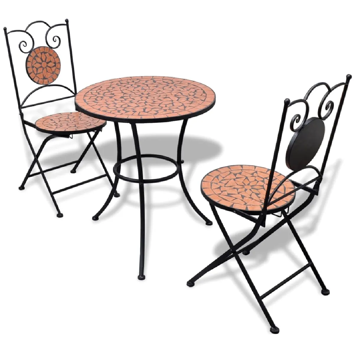 vidaXL Ensemble table 60 et 2 chaises mosaïques cuite de jardin terrasse 271770 - vue 2