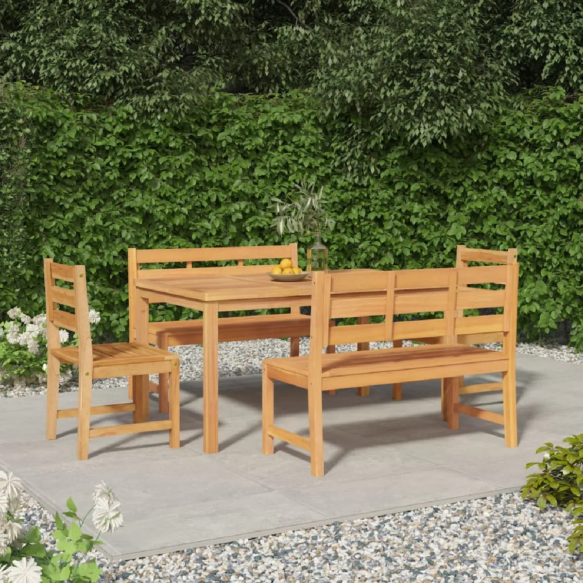 vidaXL Ensemble à manger de jardin 5 pcs - Bois de teck
