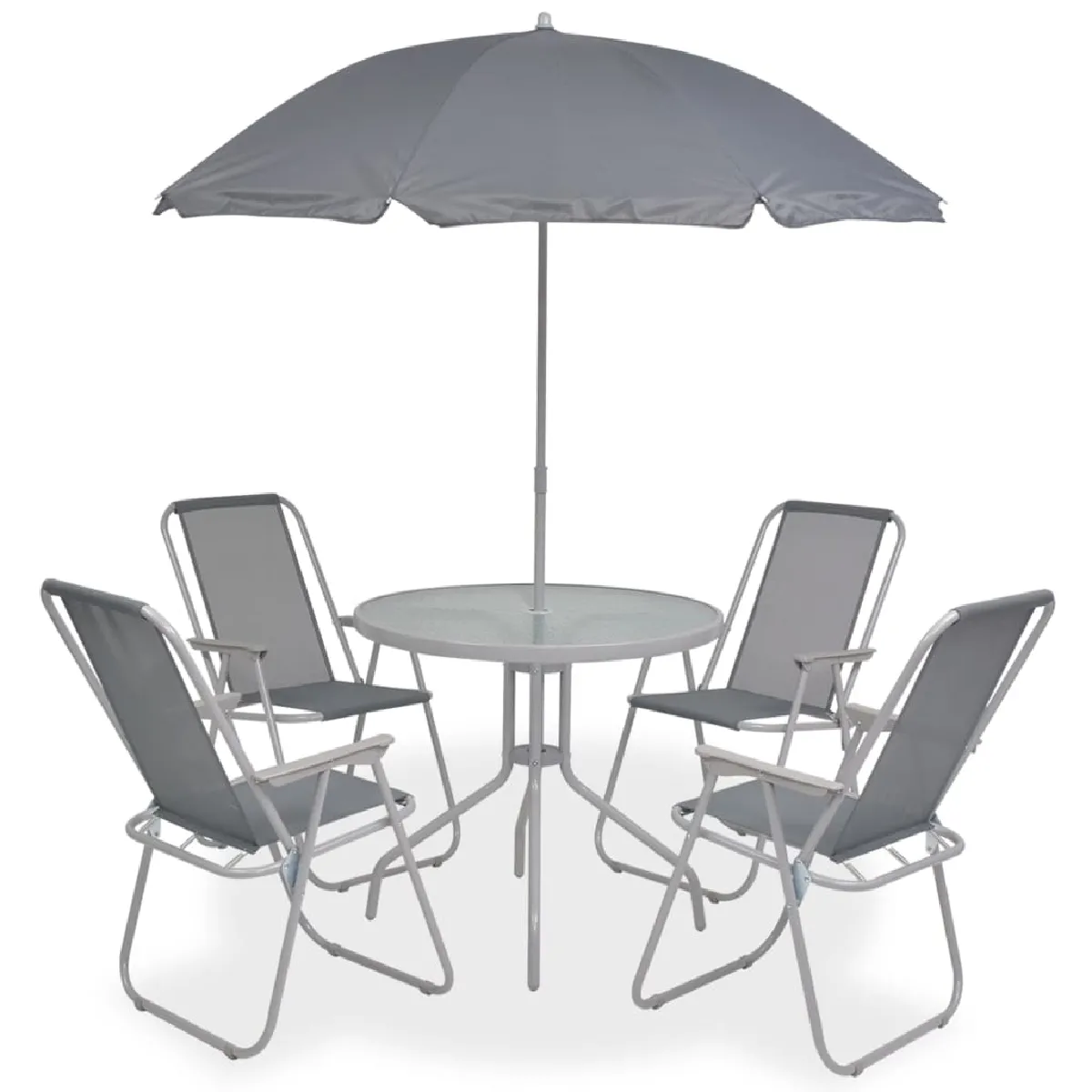 Vidaxl Gris Salon De Jardin Acier 6 Pieces 4 Personnes - Image 3