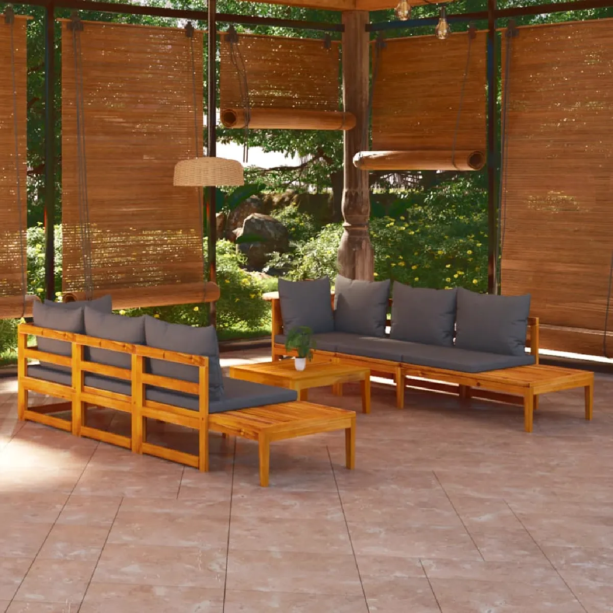 vidaXL - Salon de jardin modulable - Bois - 6 places - Image 3