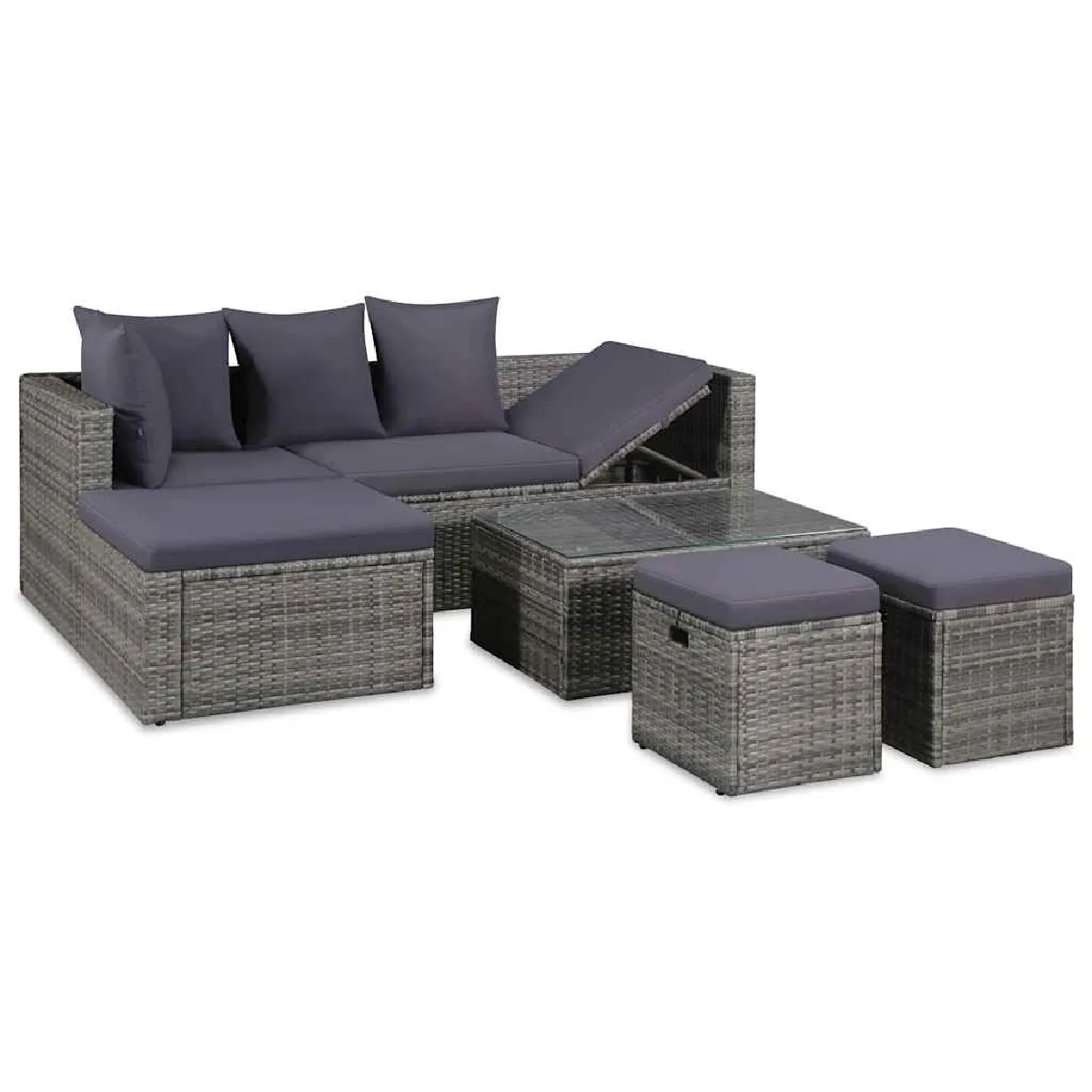 vidaXL Salon de jardin 4pcs Résine Tressée - vue 5