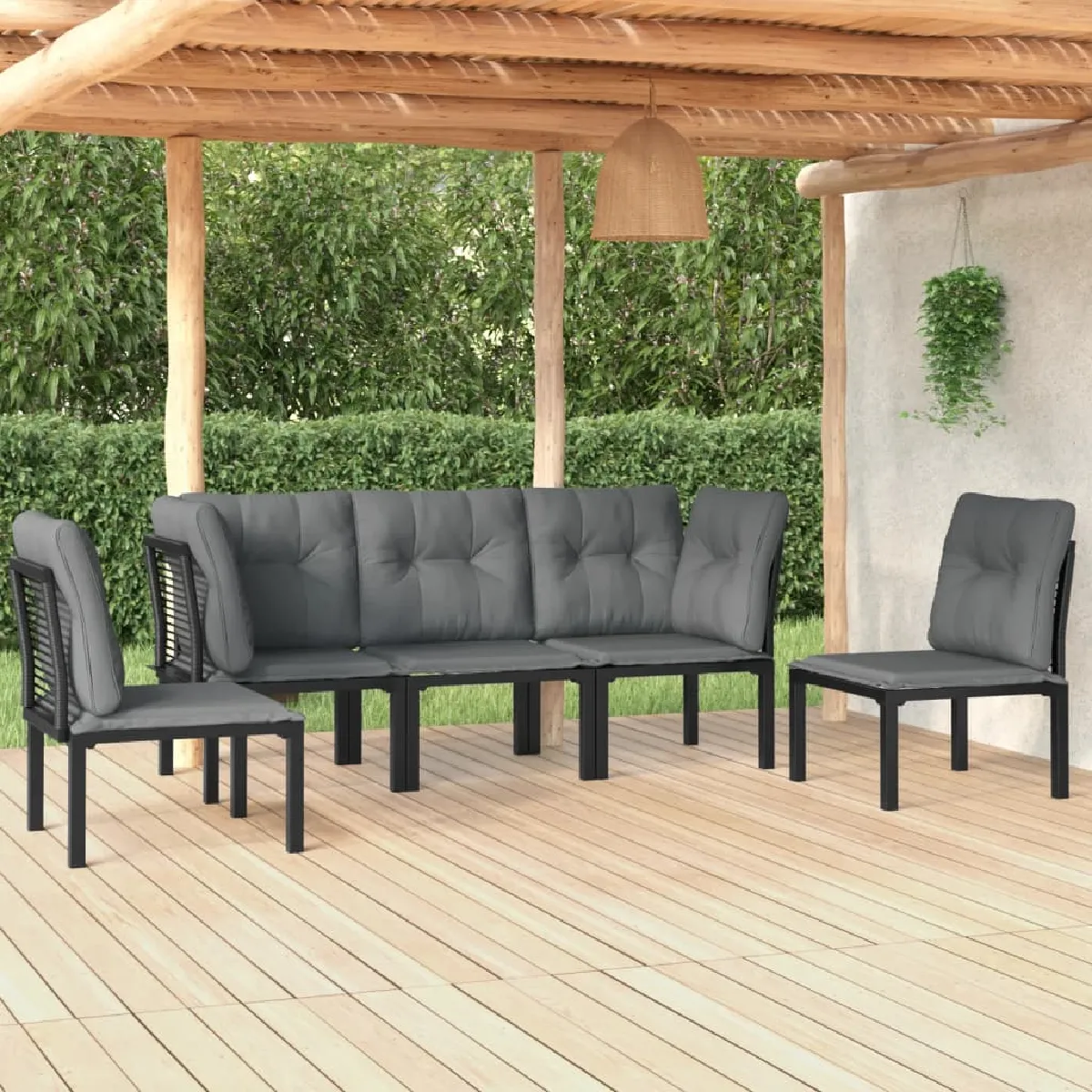VIDAXL Salon de jardin 5 pcs et Résine tressée