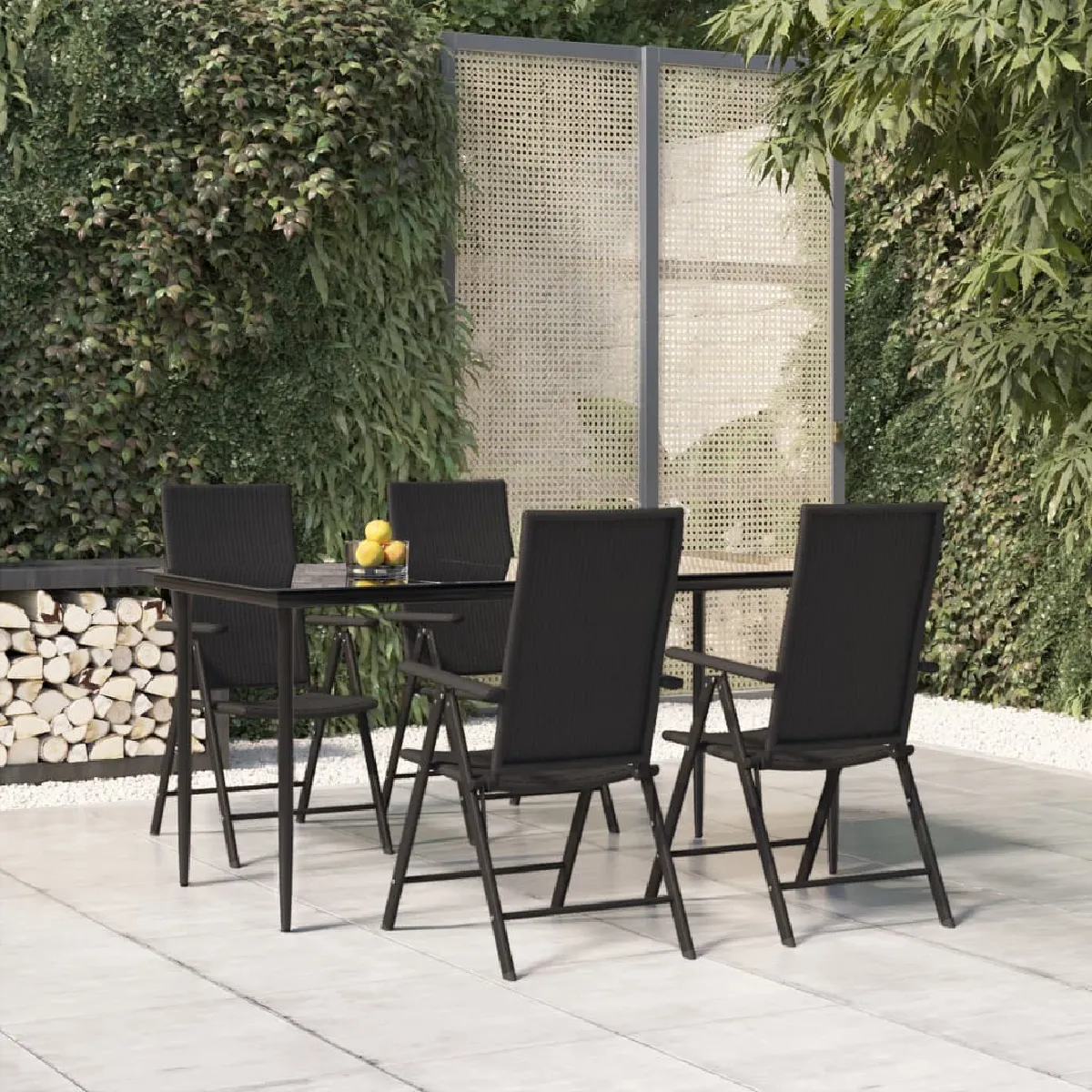 vidaXL Ensemble jardin 5 pcs - Noir Résine tressée