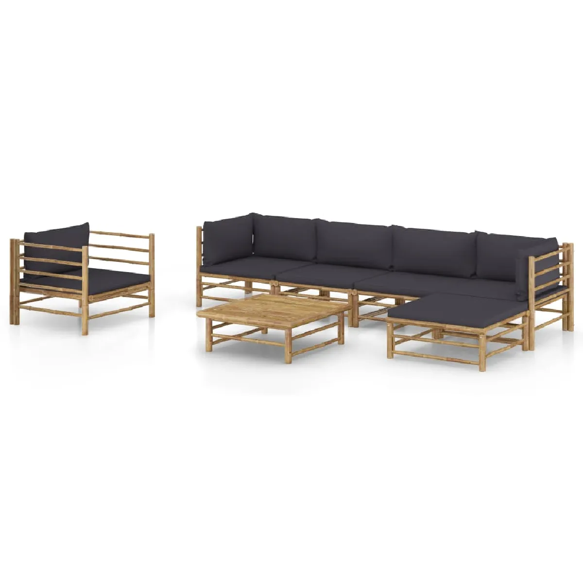 vidaXL Salon de jardin Bambou - vue 2
