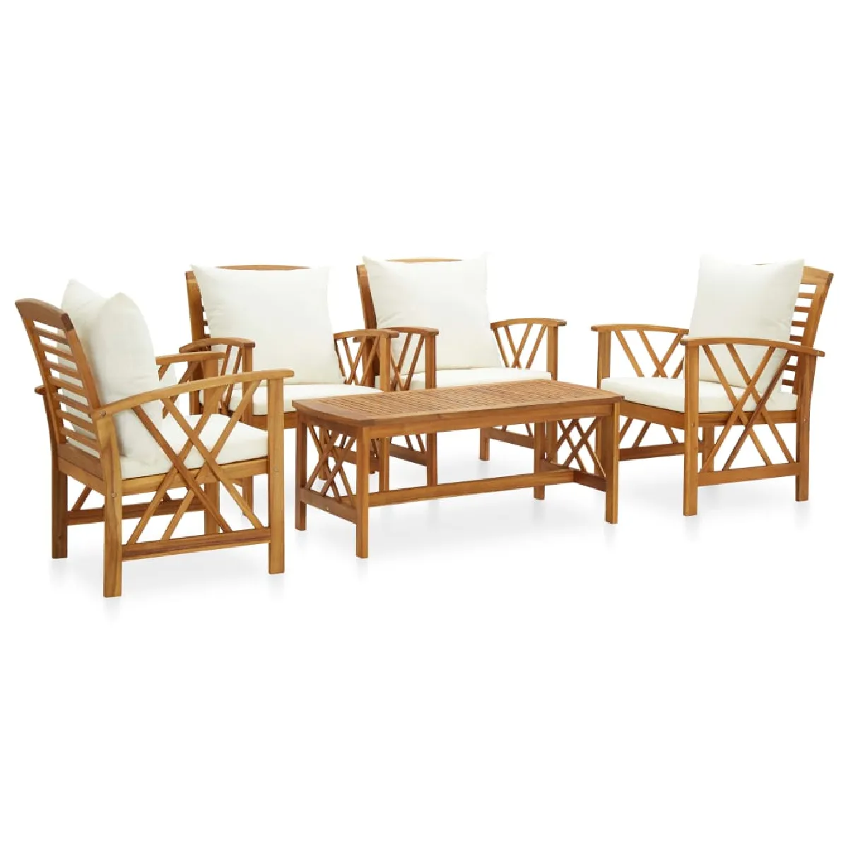 vidaXL Salon de jardin 5 pcs Bois d'acacia solide - vue 4