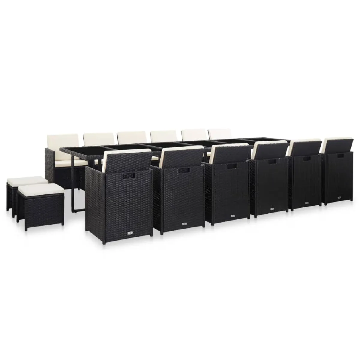 vidaXL Salon de jardin 17 pcs avec coussins Résine tressée
