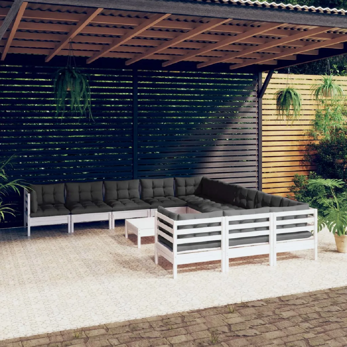 Non Communiqué Multicolore Salon De Jardin Vidaxl Bois 10 Personnes 12 Pieces - Image 3