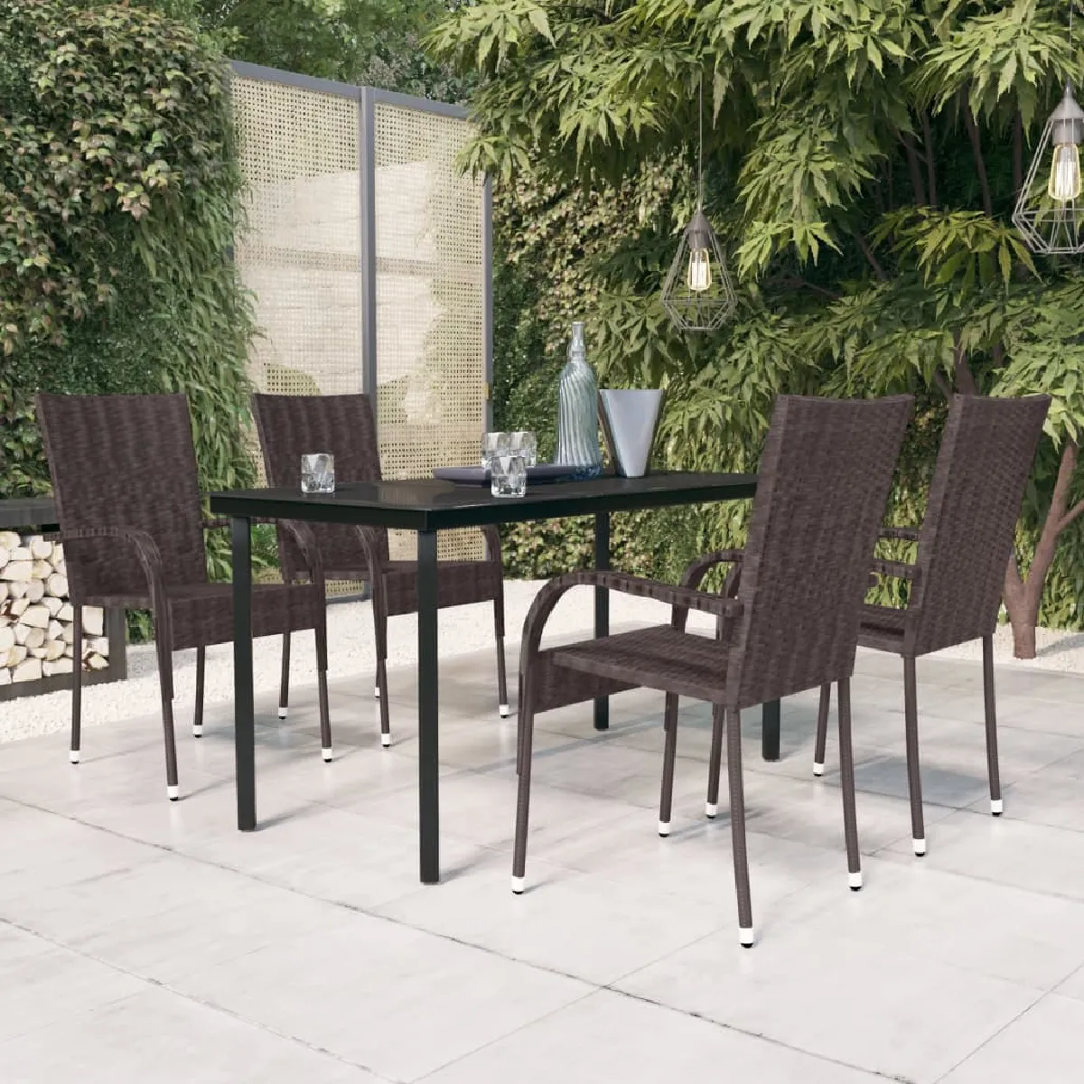 vidaXL Ensemble à manger d'extérieur 5 pcs et - vue 2