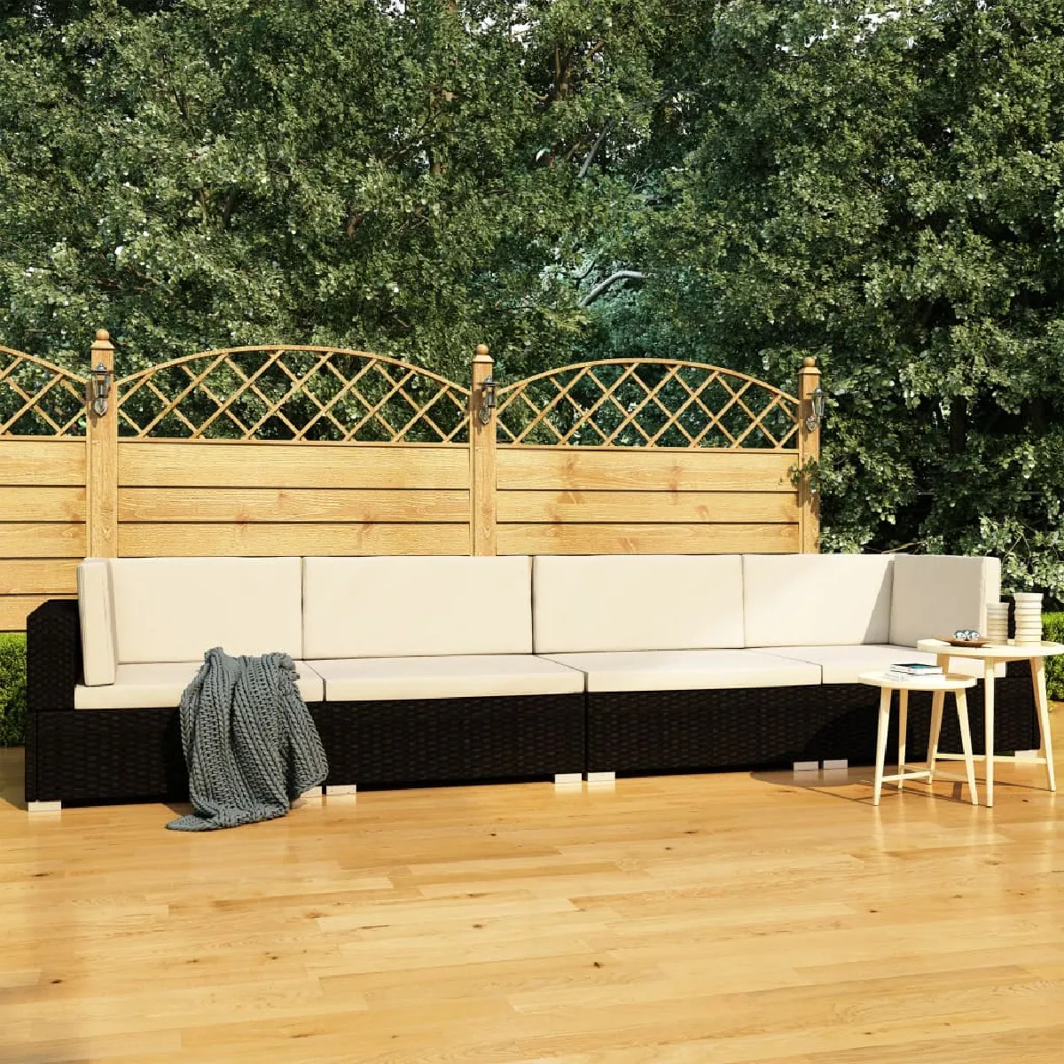 vidaXL Bois de Pin Salon de Jardin 4 pcs avec Coussins Mobilier de Patio Meubles d'Extérieur Mobilier de Jardin Meubles de 3096105 - vue 3