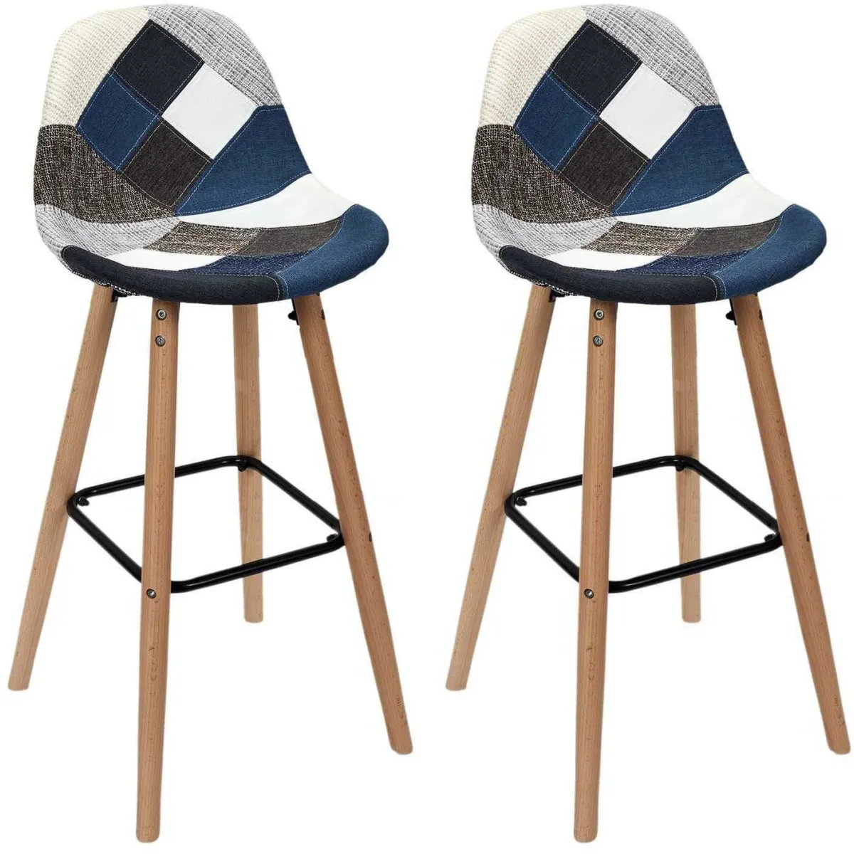 The home deco factory tabourets de bar patchwork lot de 2 - Bleu The home deco factory tabourets de bar patchwork lot de 2 - Bleu