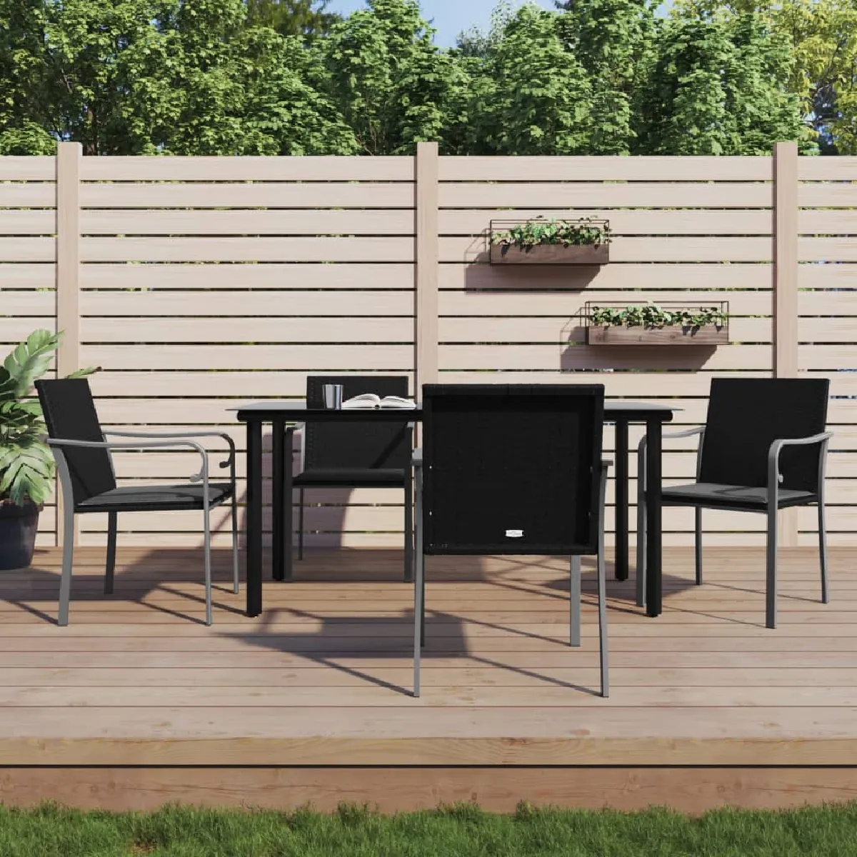 VidaXL Ensemble à manger de jardin 5 pcs Résine tressée acier - vue 3