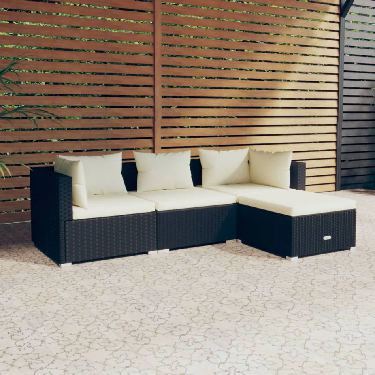 vidaXL - Salon de jardin modulable - 4 places - Noir - Image 3