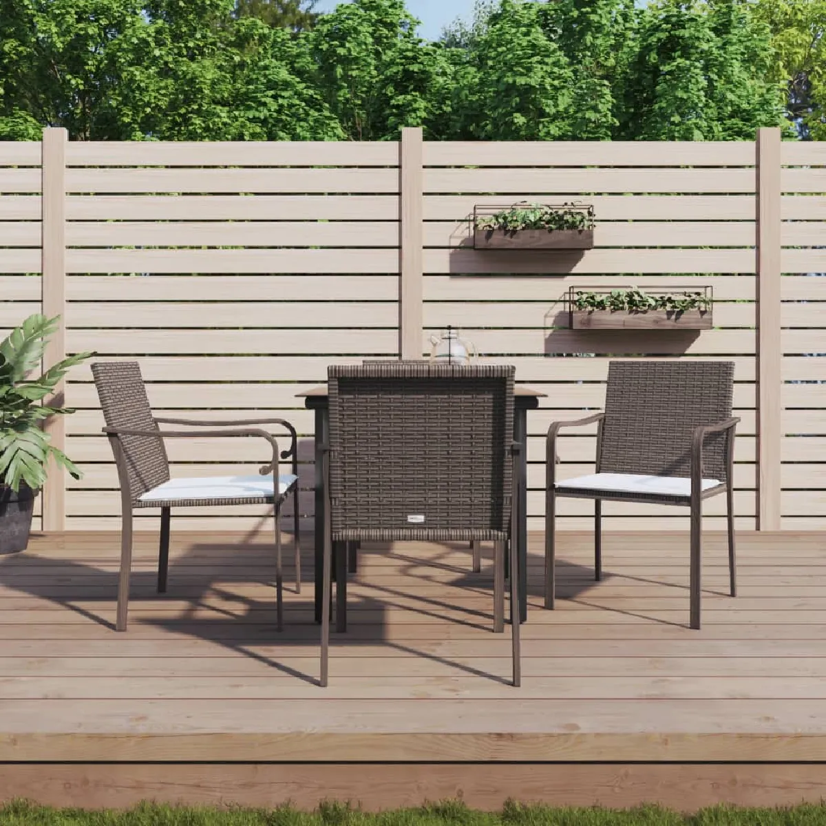 Vidaxl Marron Ensemble À Manger Jardin Résine - 5 Pièces