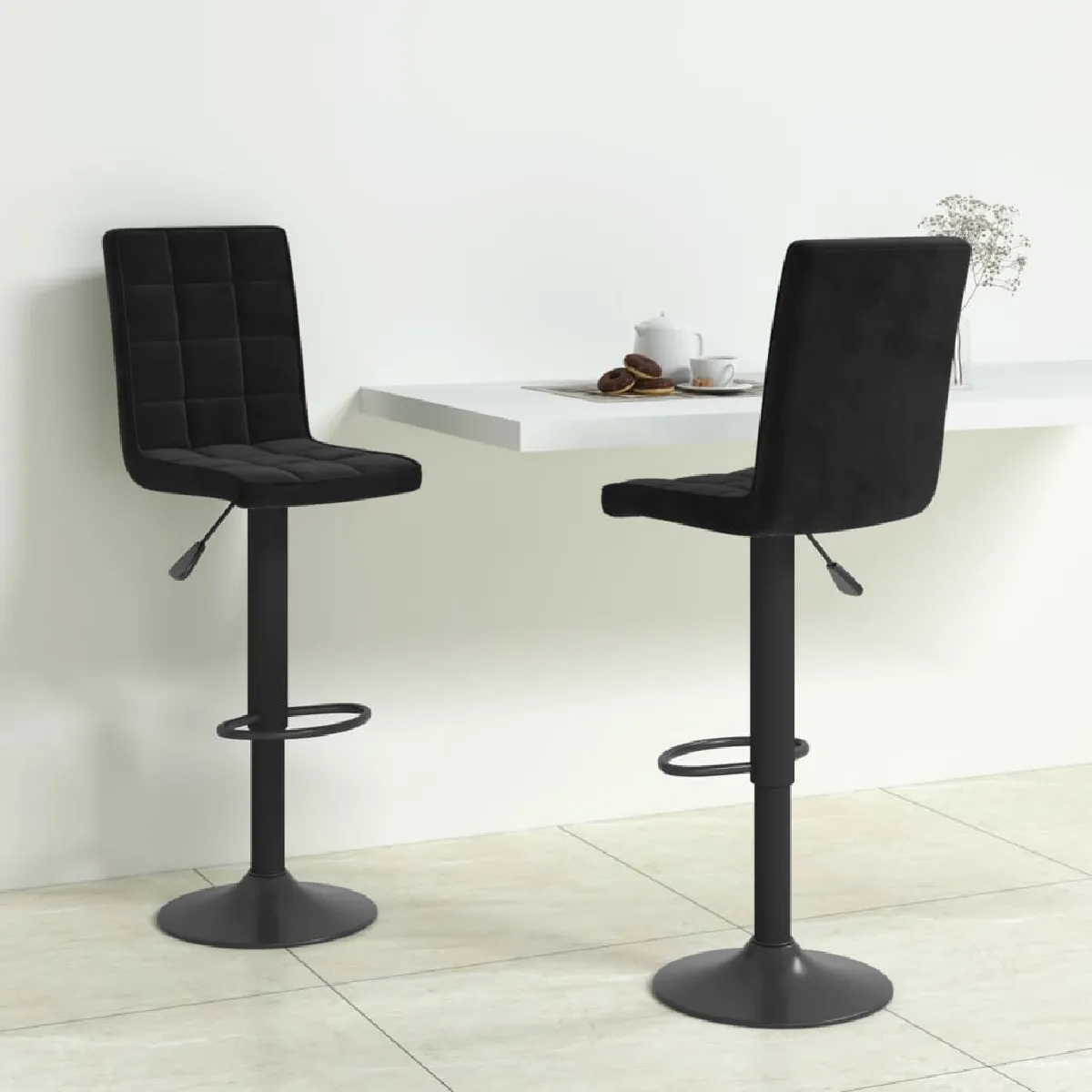 VIDAXL Tabouret lot de 2 Velours - vue 5