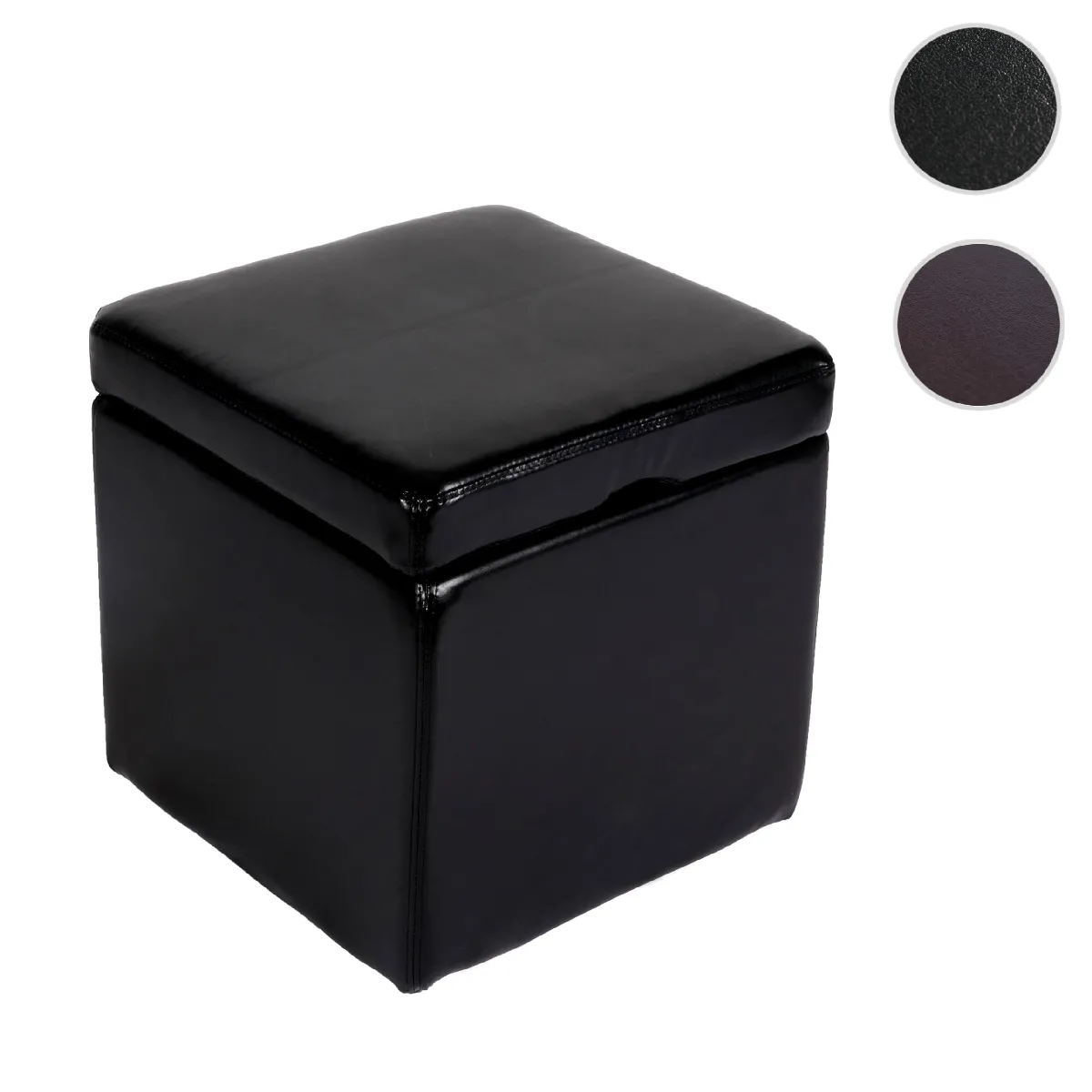 Mendler Noir Pouf-Coffre Cube