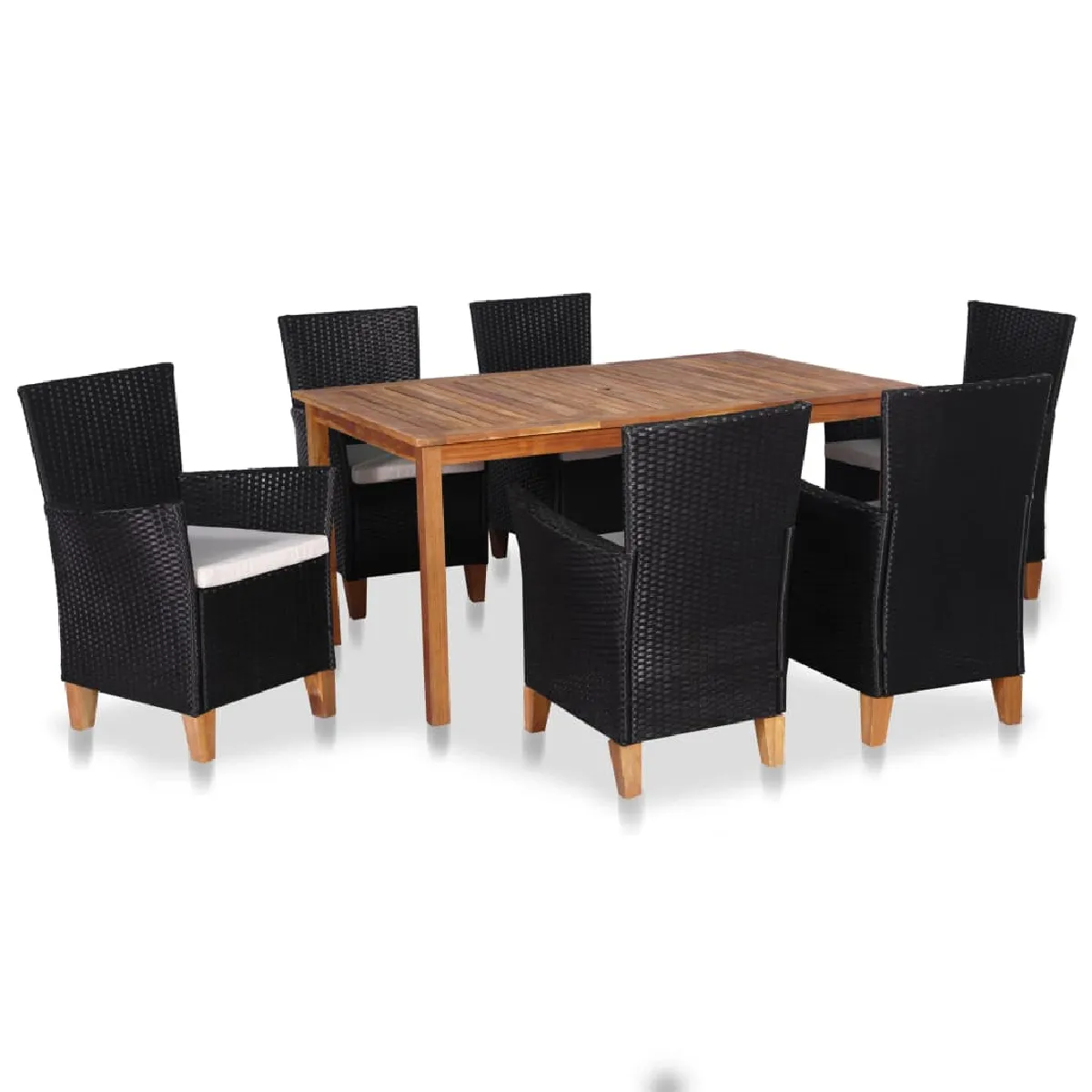 Ensemble de salle à manger vidaXL 7 pcs Résine tressée Bois d'acacia et - vue 2