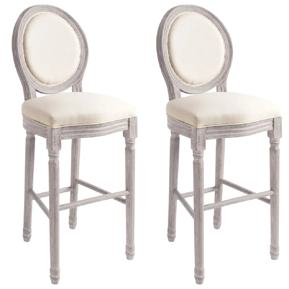 VidaXL Tabourets de bar - Blanc lin - Lot de 2