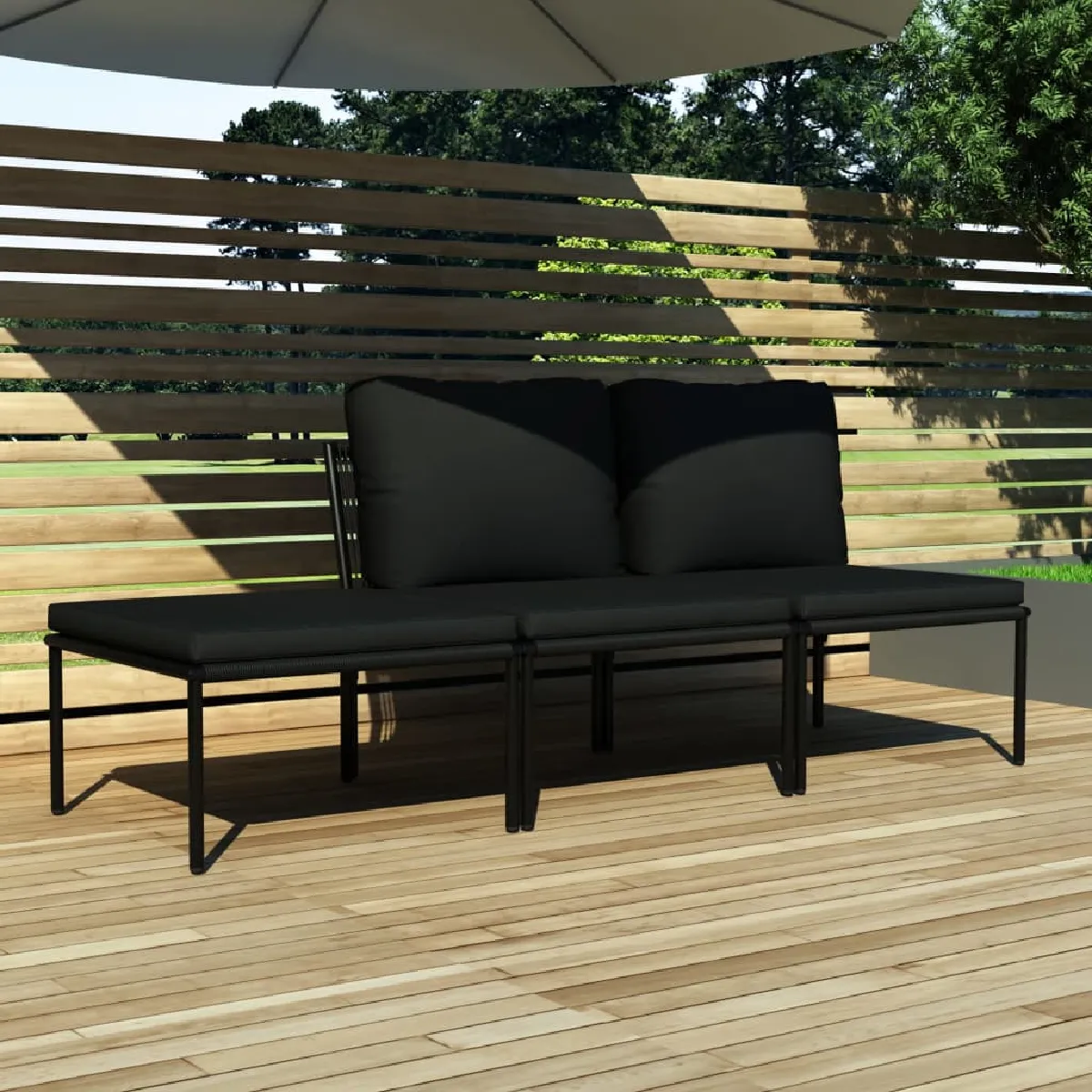 vidaXL Salon de jardin 3 pcs avec coussins PVC - vue 2